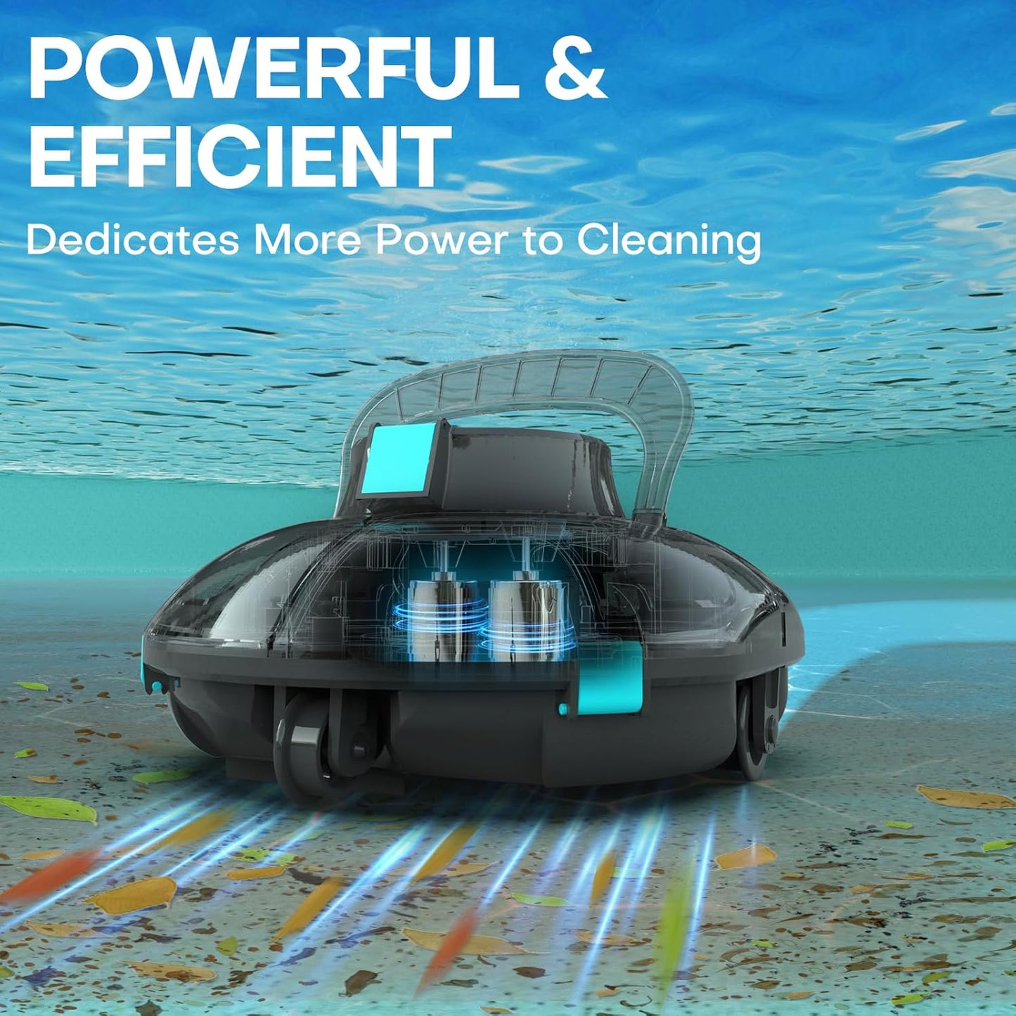 Cordless Robotic Pool Cleaner,Powerful Suction & Dual-Layer Filtration Automatic Vacuum for Above-Ground Pools up to 645 Sq. Ft, Portable, Self-Parking
