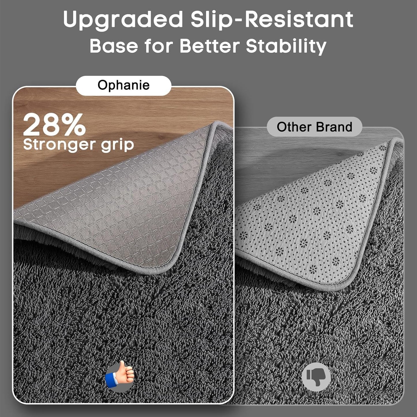 Ophanie Area Rugs for Bedroom Room, Grey Fluffy Fuzzy Shag Shaggy Soft Plush Carpet, 4x6 Indoor Floor Gray Rug for Kids Home Dorm Decor Aesthetic