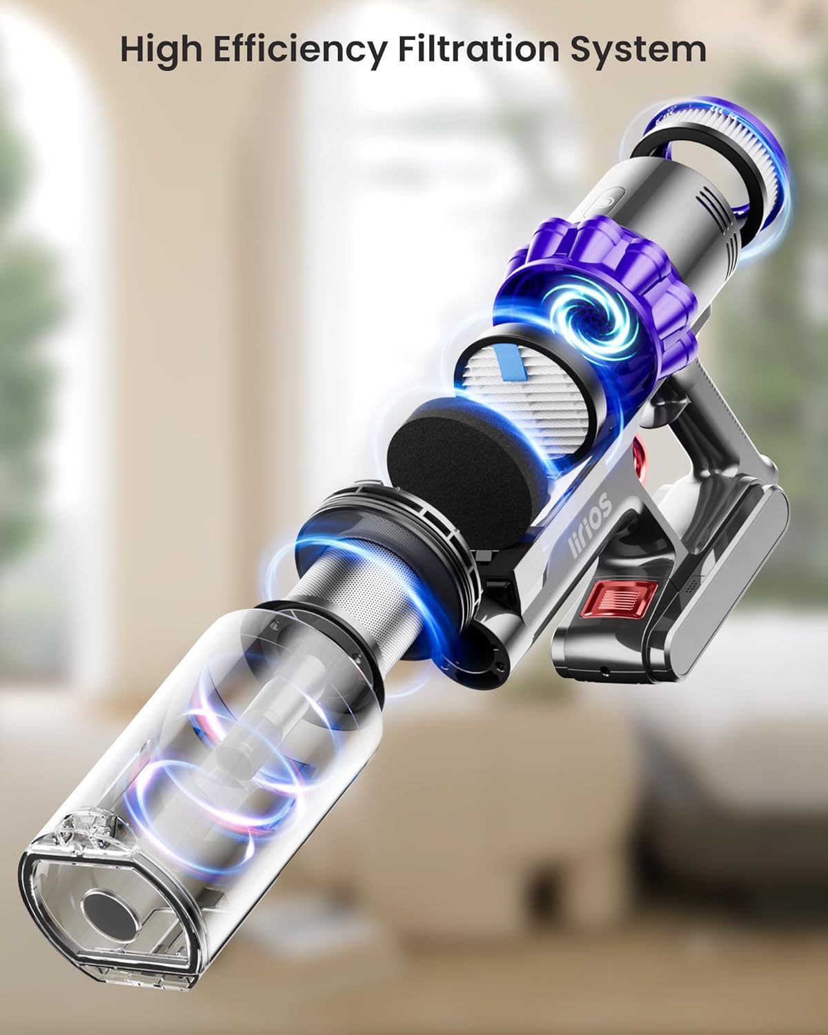 Cordless Vacuum Cleaner, 550W 45KPA 70Mins Self-Standing Vacuum Cleaners for Home, Stick Vacuum Cordless with Wall Mount Charging, LDE Display, Upgraded Roller Brush for Carpet,Pet Hair,Hardwood Floor