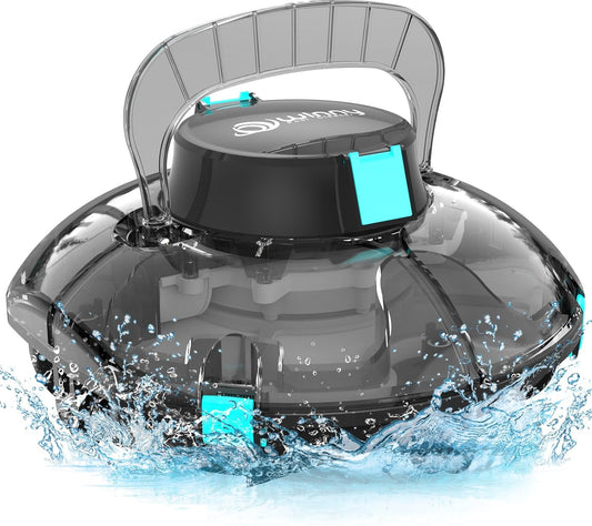 Cordless Robotic Pool Cleaner,Powerful Suction & Dual-Layer Filtration Automatic Vacuum for Above-Ground Pools up to 645 Sq. Ft, Portable, Self-Parking