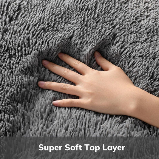 Ophanie Area Rugs for Bedroom Room, Grey Fluffy Fuzzy Shag Shaggy Soft Plush Carpet, 4x6 Indoor Floor Gray Rug for Kids Home Dorm Decor Aesthetic